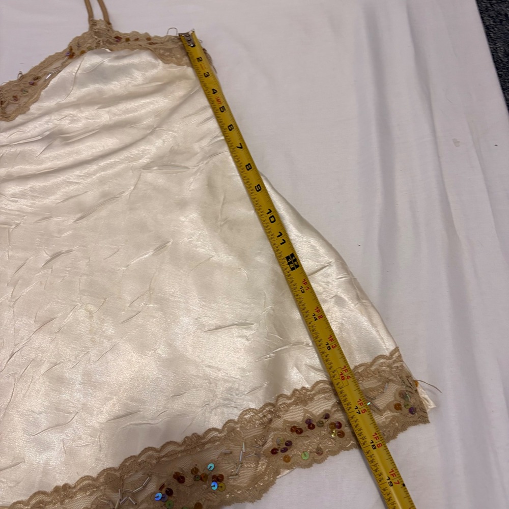 No Boundaries Cream Ivory Satin Crinkle Camisole with gold sequin detailing - Picture 14 of 16